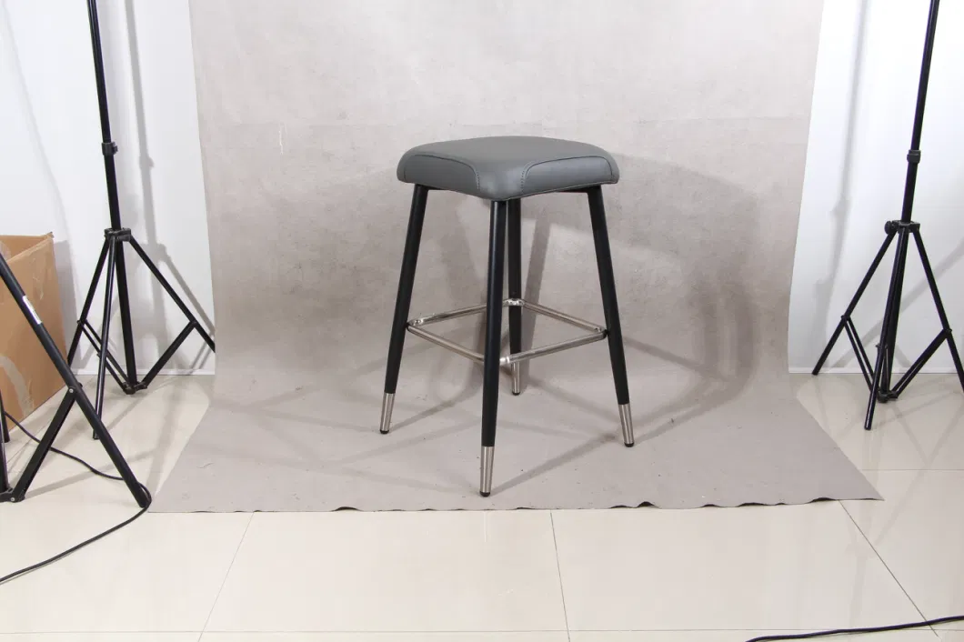 Swivel Grey Bar Chair with Black Coating Base